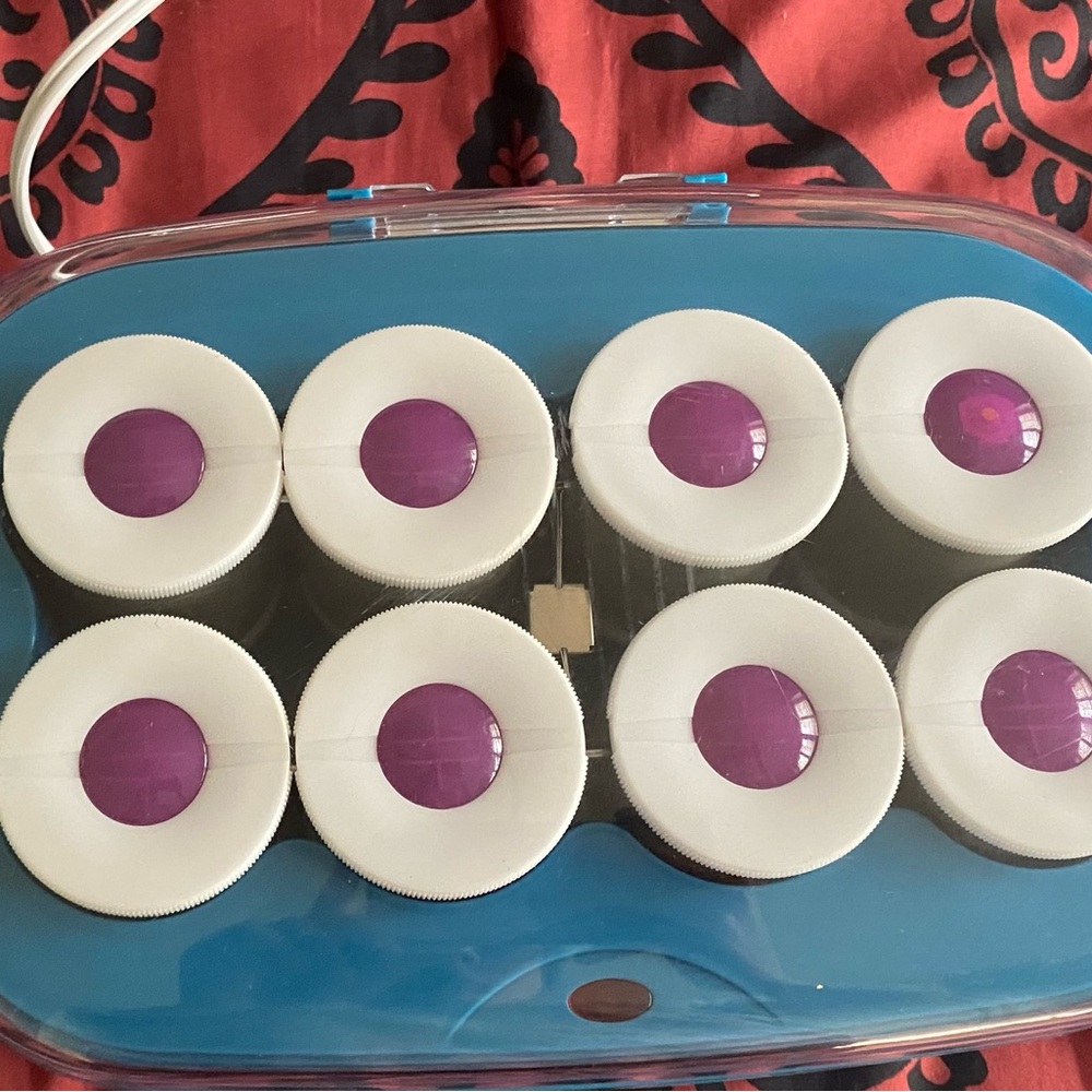 Blue and White Hair Roller Set